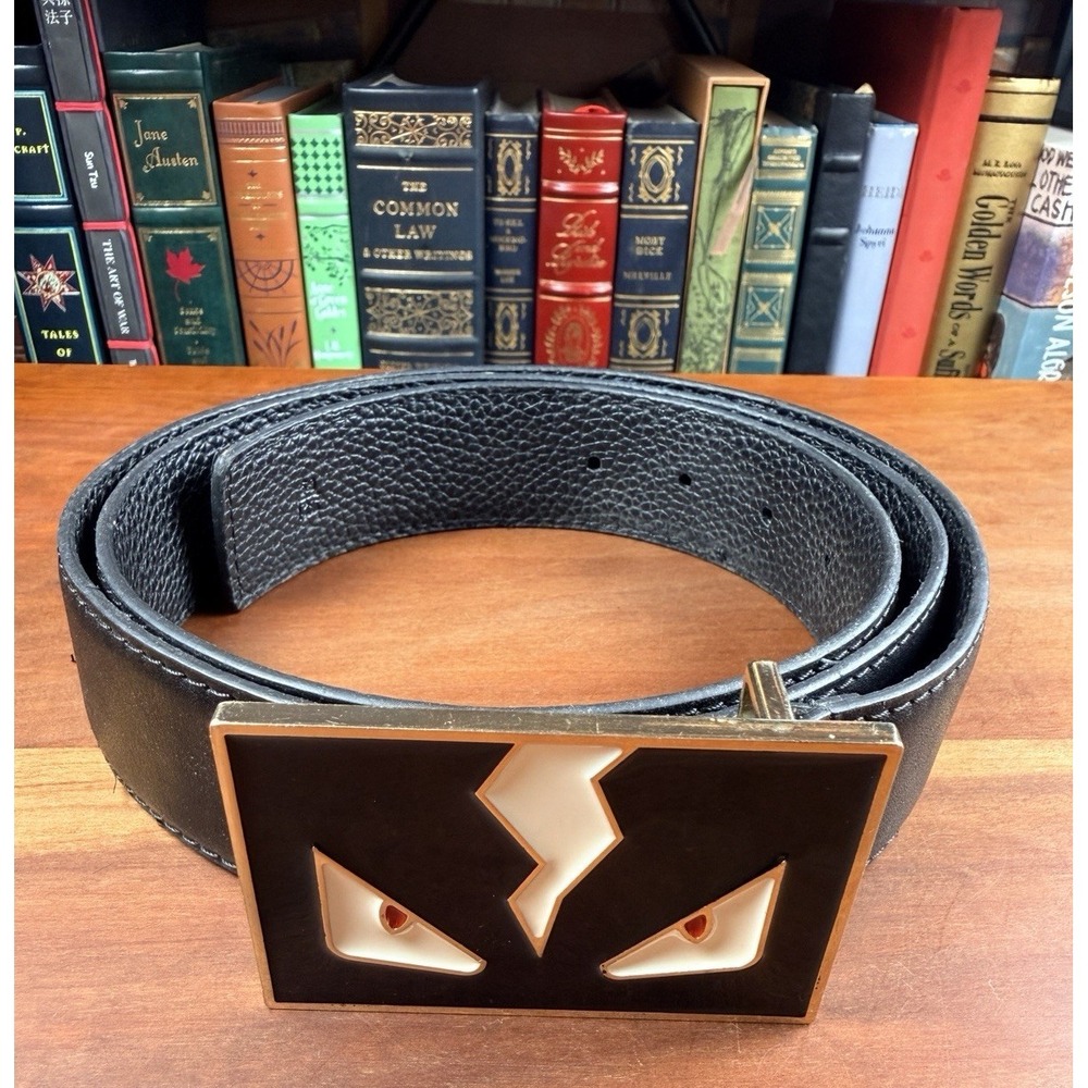 Vtg Fendi Monster Belt Black Gold Red 47"